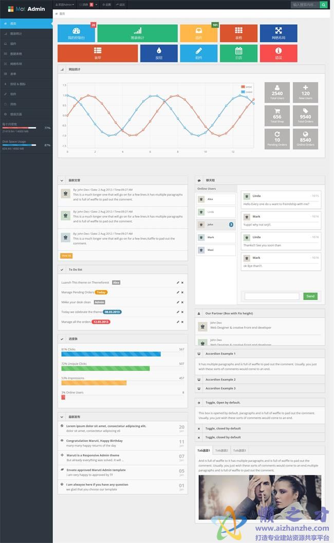 响应式后台管理HTML网页模板[1.00MB]