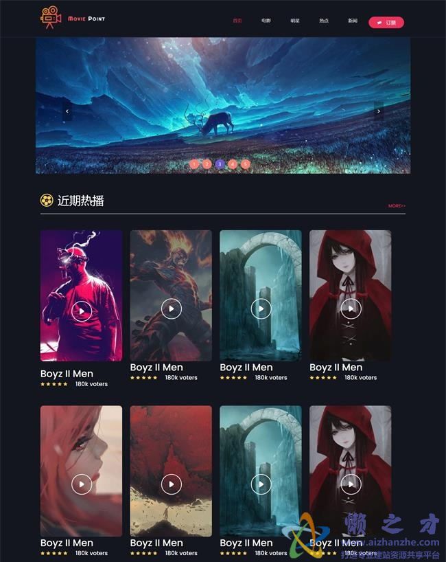 黑色神秘感视频播放资讯博客HTML网页模板[5.70MB]