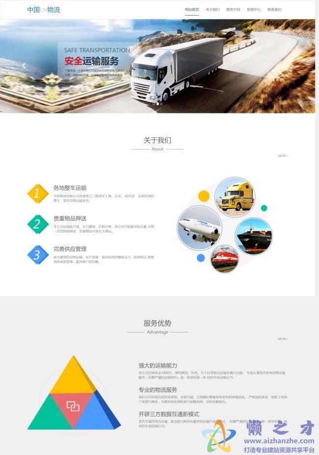 蓝色通用简约自适应物流公司HTML网页模板[2.94MB]