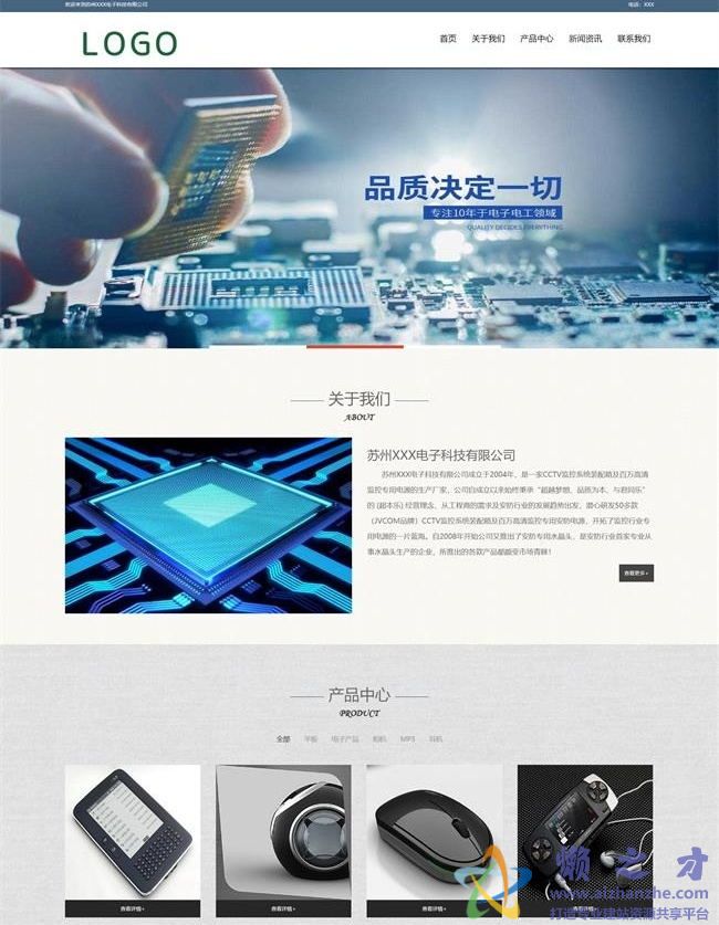 蓝色简约自适应电子工程科技公司HTML网页模板[2.81MB]