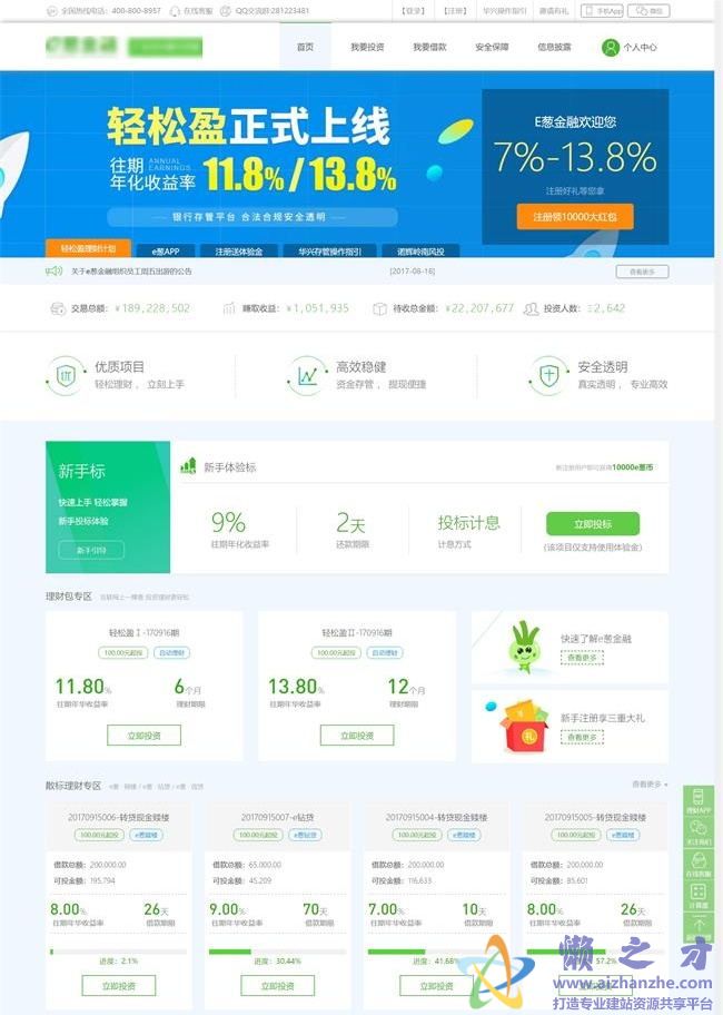 绿色金融投资服务平台HTML网页模板[13.11MB]