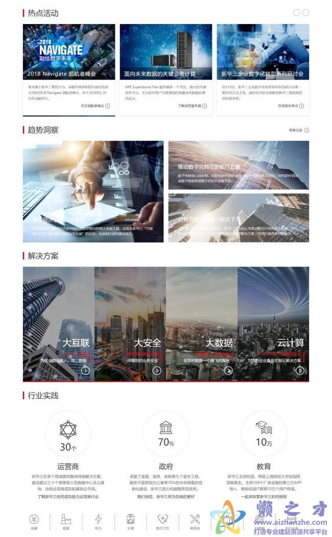 红色响应式数字化企业管理HTML网页模板[4.25MB]
