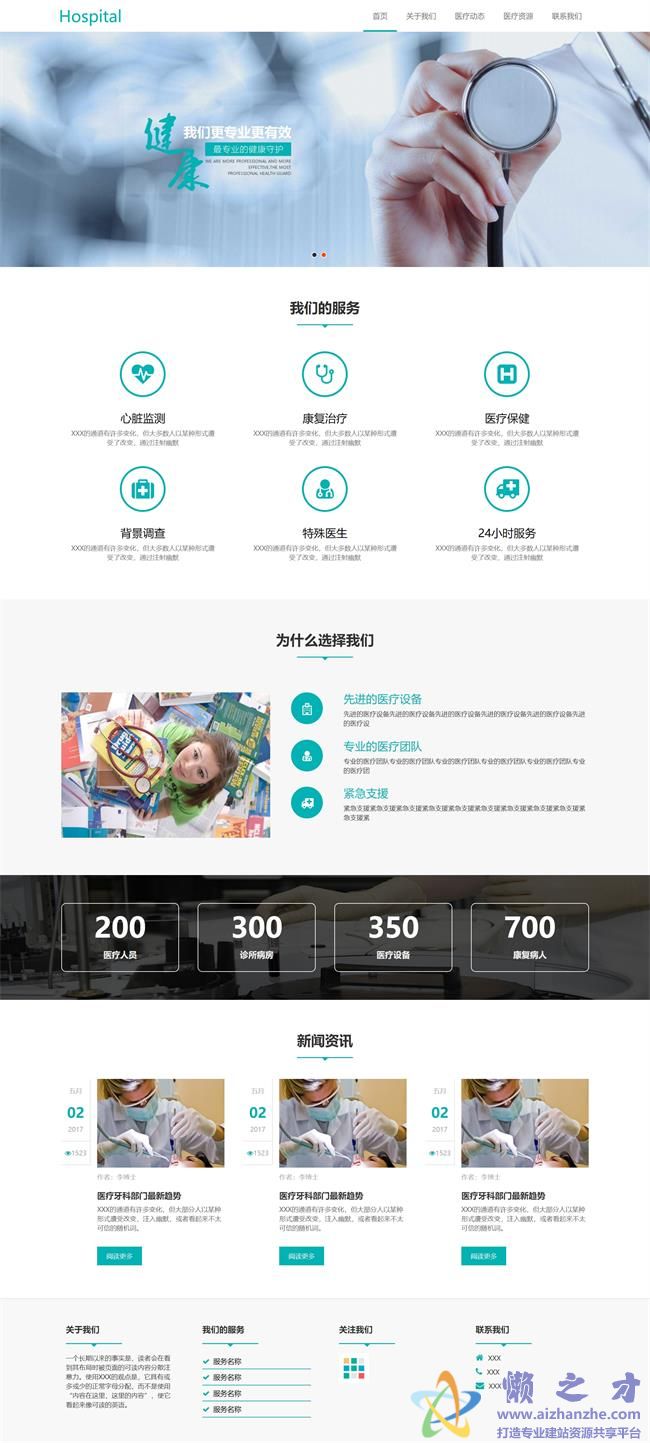 绿色自适应医疗健康行业医院HTML网页模板[2.05MB]