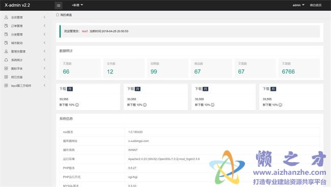 绿色简洁订单管理系统后台HTML网页模板[974KB]