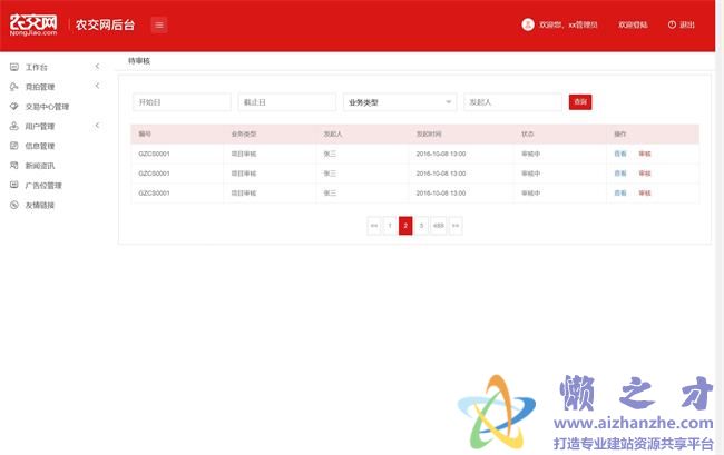 红色交易竞拍后台管理系统HTML网页模板[1.97MB]