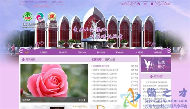 紫色爱情海玫瑰文化传播公司HTML网页模板[8.10MB]