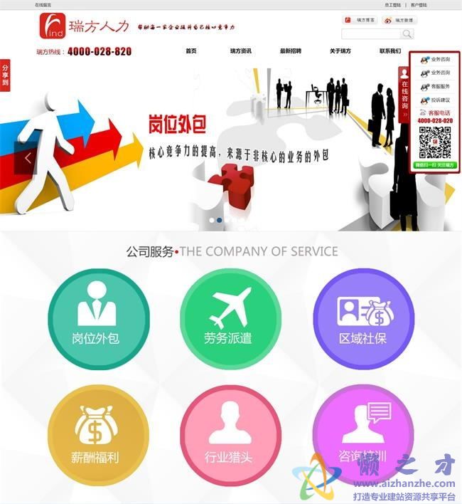 蓝色外包企业HTML网页模板[12.02MB]