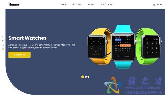 蓝色宽屏智能手表电商响应式HTML网页模板[1.49MB]