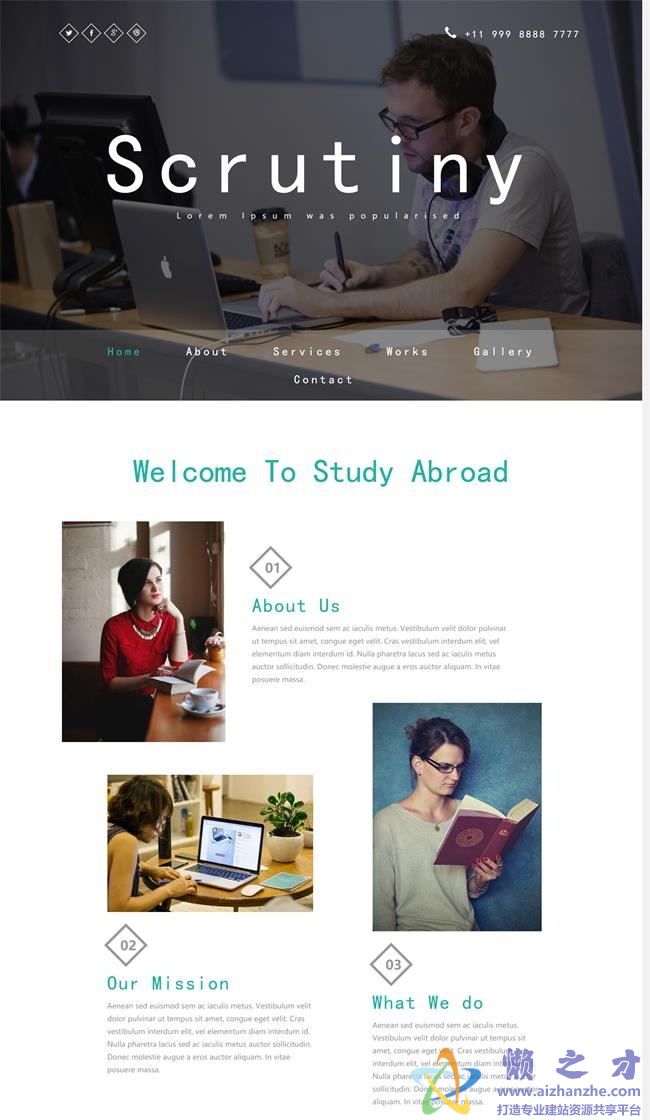绿色响应式国外留学机构静态HTML网页模板[797KB]