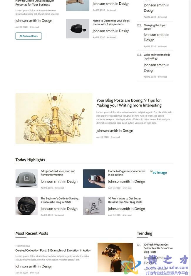 创意设计作品BLOG响应式HTML网页模板[1.62MB]