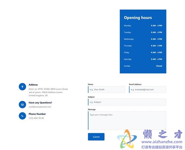 在线联络接待信息响应式HTML网页模板[482KB]