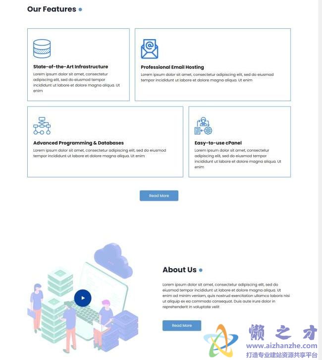 蓝色宽屏公有云云计算公司HTML网页模板[785KB]