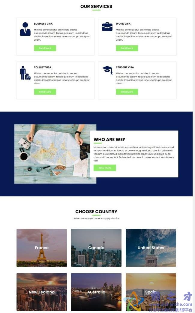 图文经典旅游签证代办公司HTML网页模板[1.73MB]