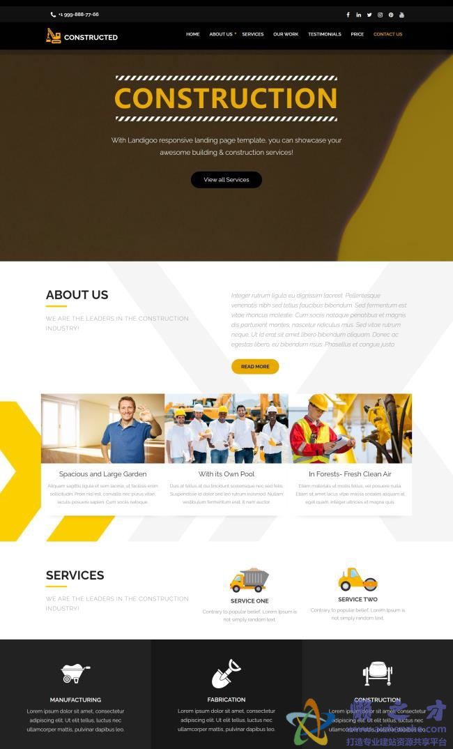 橙色响应式项目施工建筑公司单页HTML网页模板[27.49MB]