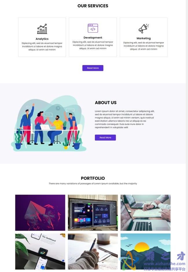 紫色宽屏多终端软件开发公司HTML网页模板[908KB]