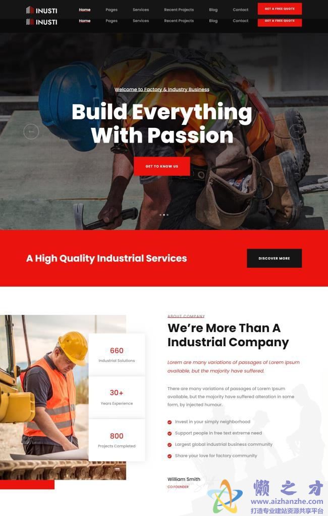 红色响应式建筑工程施工集团HTML网页模板[7.78MB]