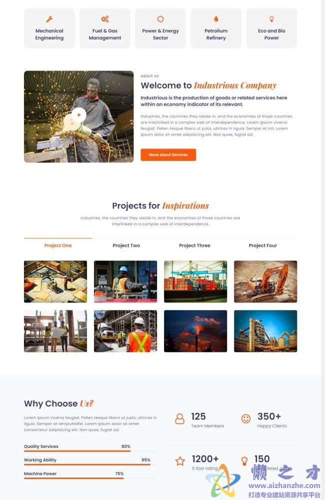 橙色响应式房地产建筑工程公司静态HTML网页模板[2.51MB]