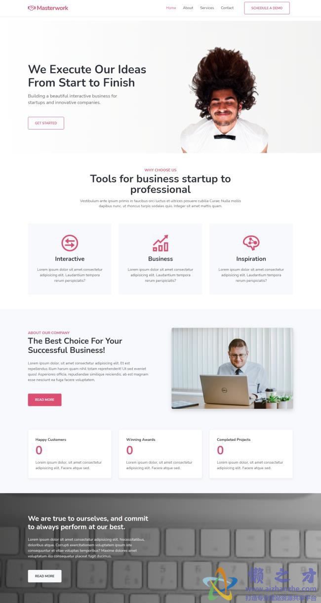 宽屏响应式简白色创意设计公司HTML网页模板[2.19MB]