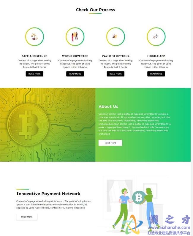 绿色渐变响应式比特币交易HTML网页模板[1.06MB]