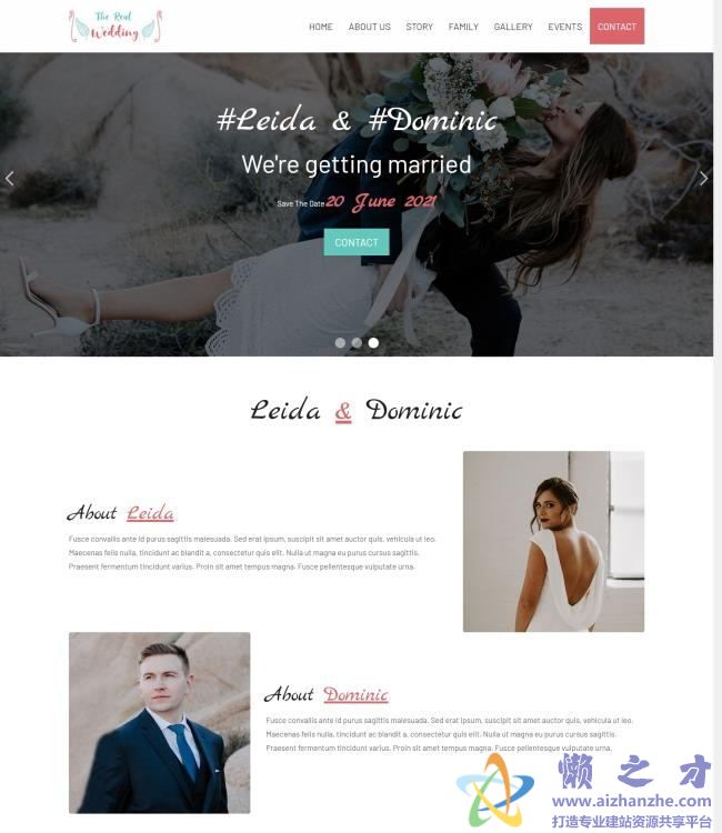 响应式浪漫婚礼请柬单页HTML网页模板[3.53MB]