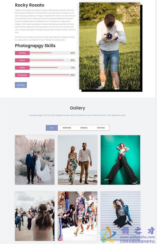 响应式时尚户外摄影工作室单页HTML网页模板[4.13MB]