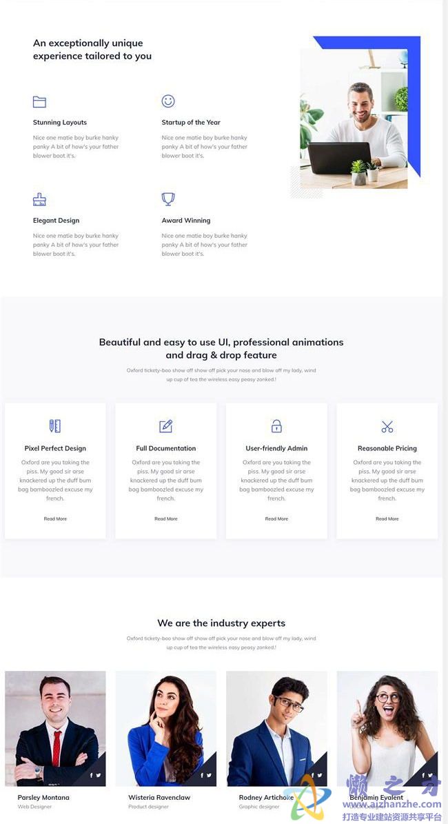 蓝色响应式创意设计公司首页HTML网页模板[2.58MB]