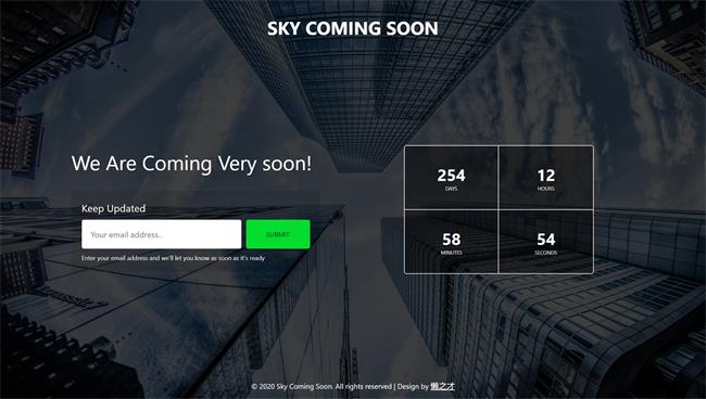 高楼天空倒计时响应式HTML网页模板[479KB]