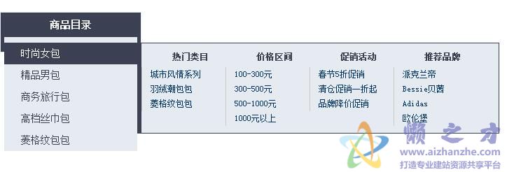 适合购物站的商品导航菜单
