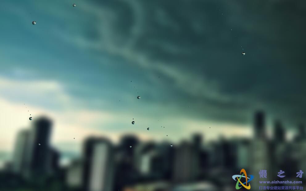Canvas雨滴落在玻璃屏幕模糊背景动画效果