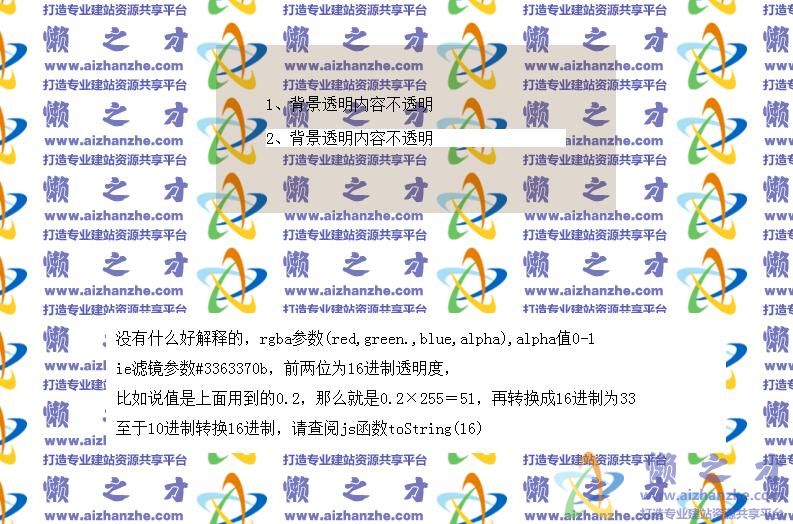 CSS背景透明代码
