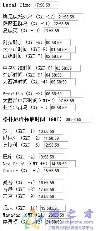 JS定义世界时间，JavaScript网页特效