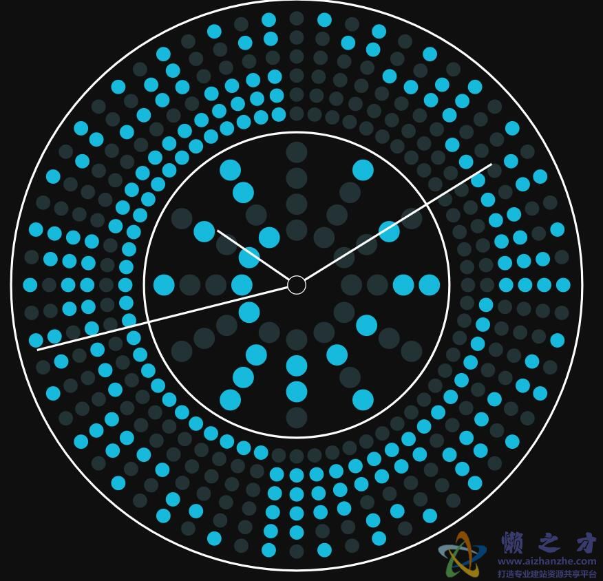 HTML5 Canvas模拟二进制刻度的时钟动画效果