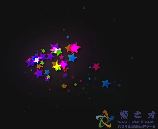 HTML5 Canvas实现带模糊光晕背景的五角星粒子滤镜特效动画