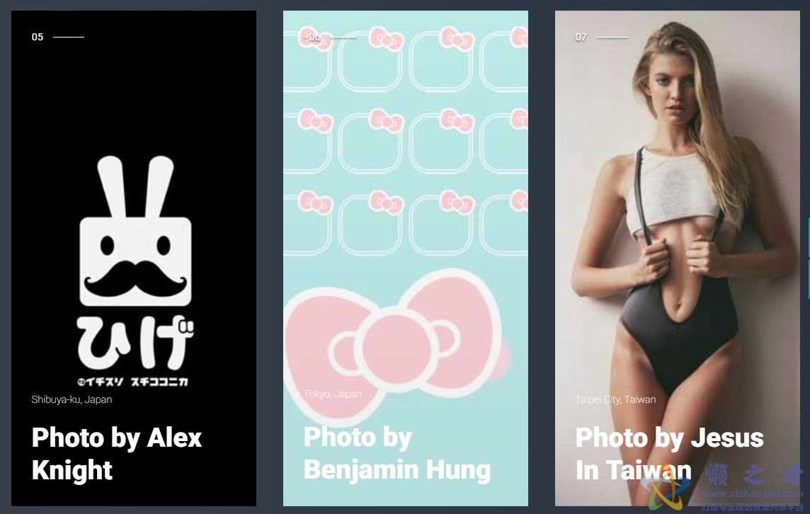 html5+css3制作全屏响应式图片滑动轮播预览特效