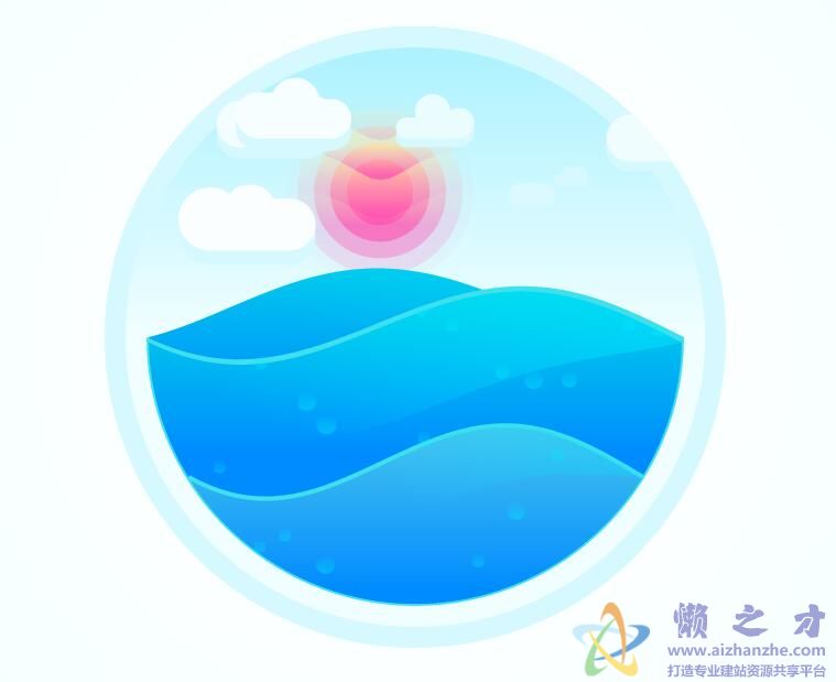 html5 canvas实现卡通效果的阳光海浪动画场景特效