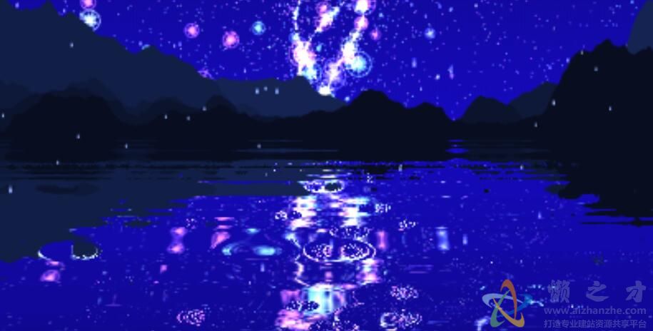 HTML5 canvas实现的下雨夜湖面星空倒影动画特效