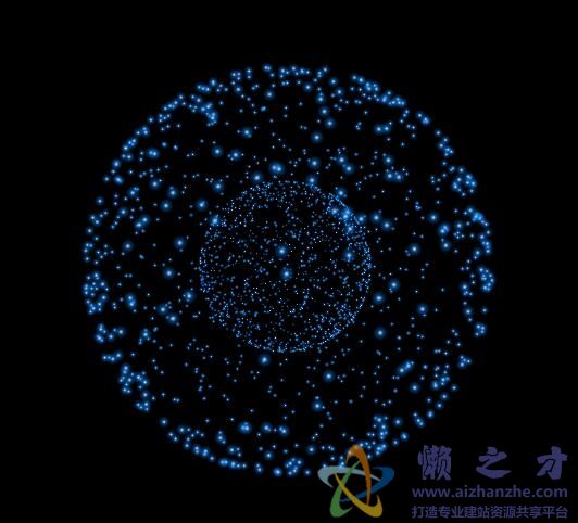 HTML5 Canvas实现的3D粒子球体嵌套旋转动画特效