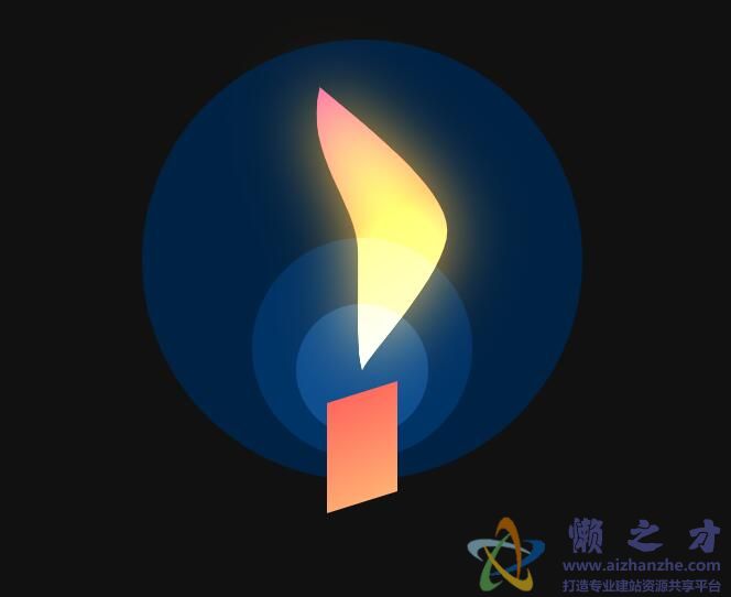 HTML5 Canvas实现背景光圈弥漫的烛火飘摇动画效果