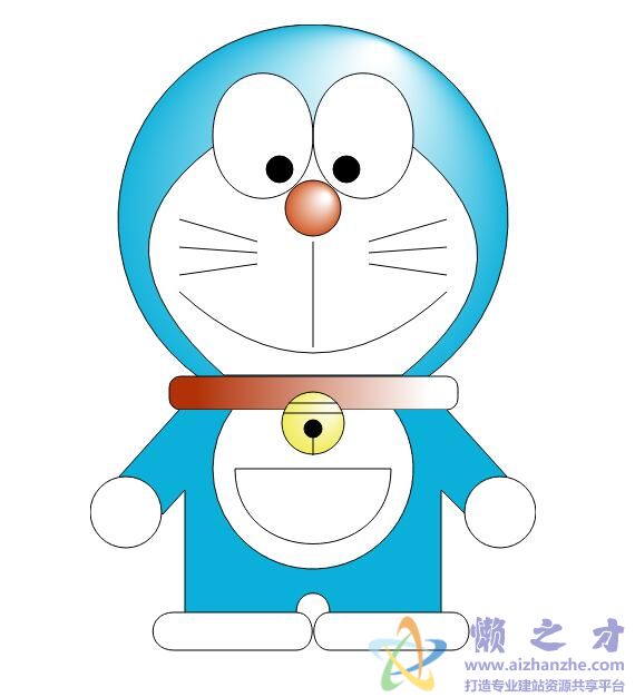 html5 canvas绘制哆啦A梦机器猫图形效果