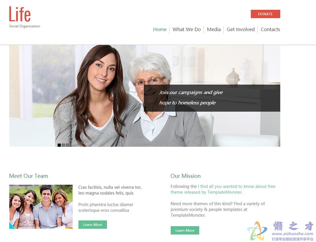 国外家庭生活展示网页模板