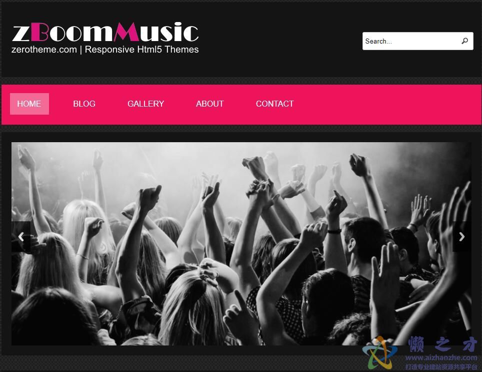 响应式黑粉红音乐网站模板