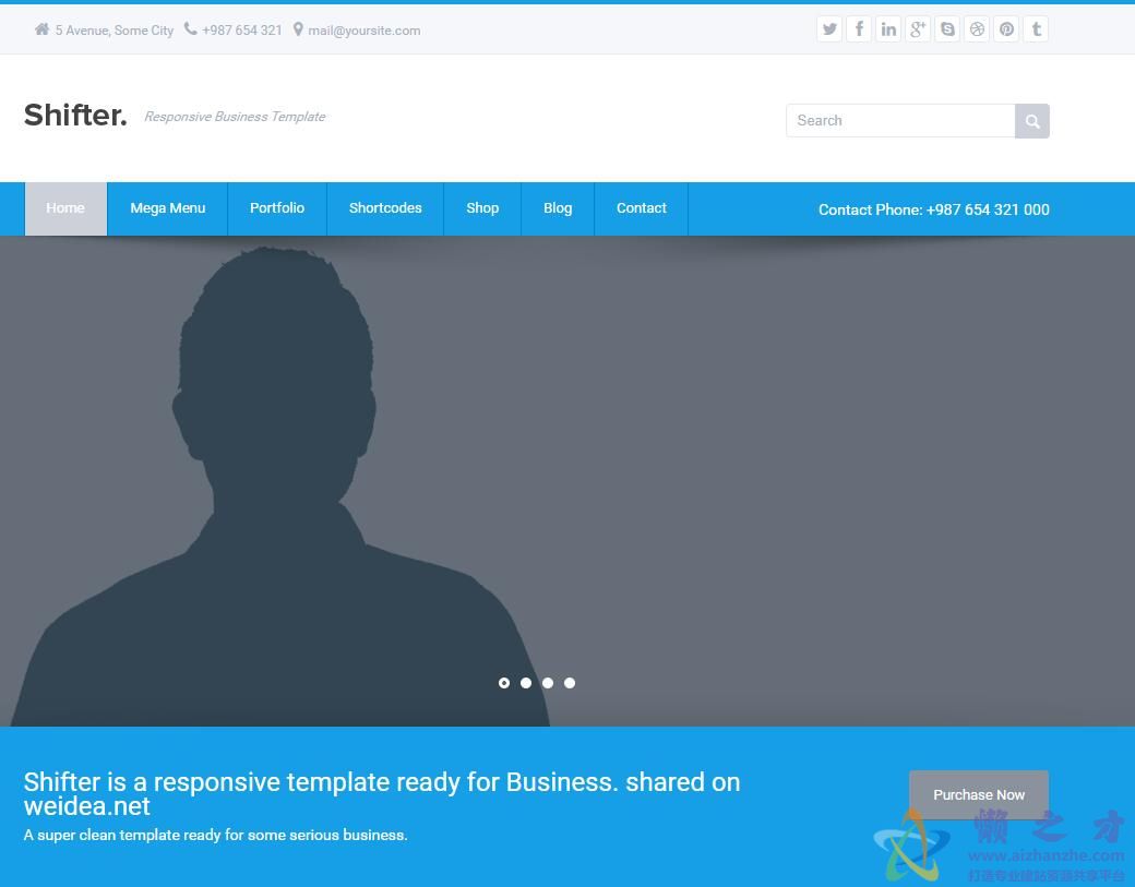 响应式蓝白网站模板