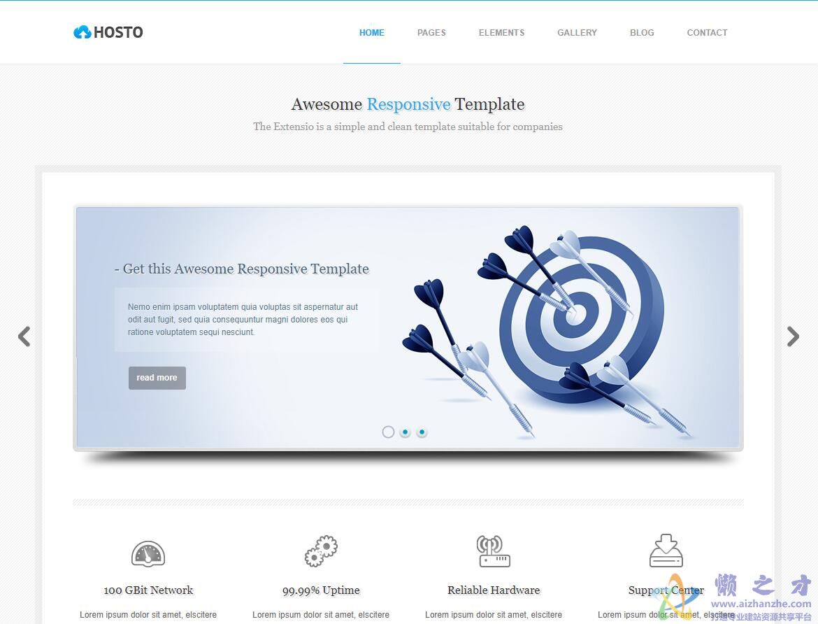 响应式蓝灰白清晰干净企业模板