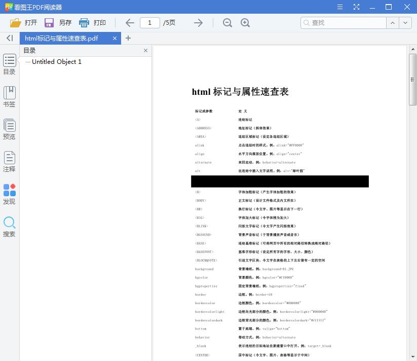 html标记与属性速查表【PDF】